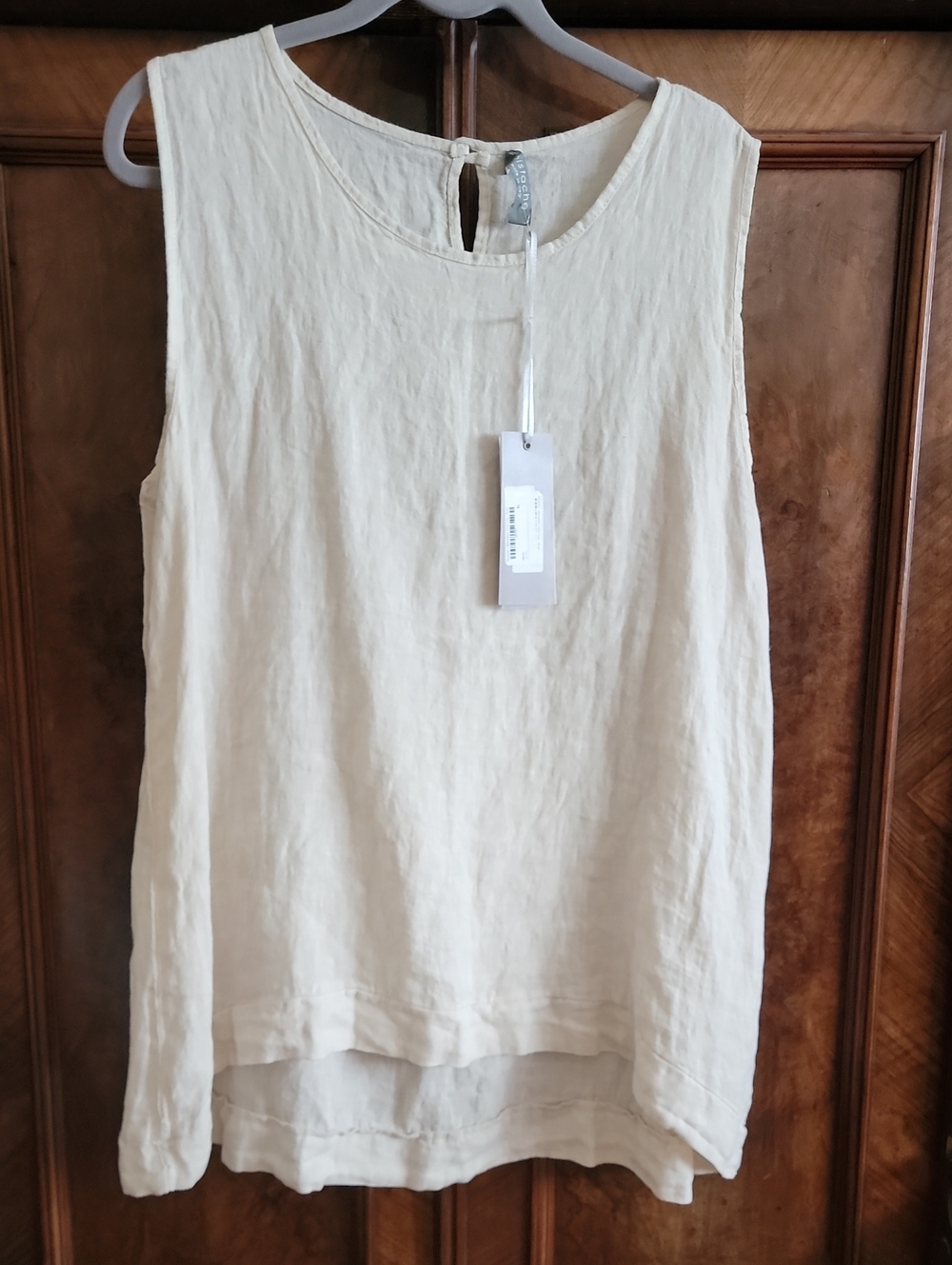 Pistache Sleeveless Natural   Linen Tank Top